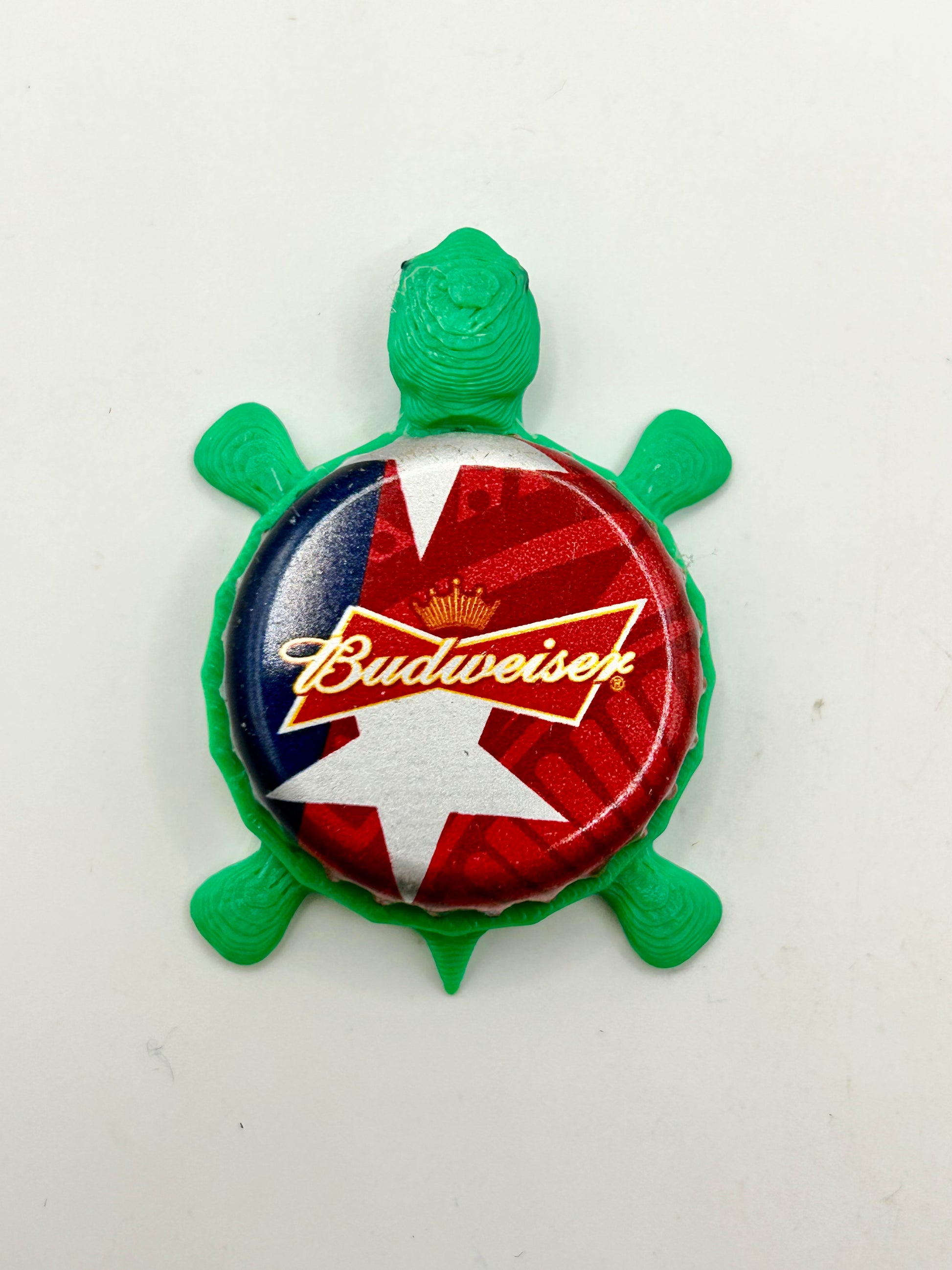 Budweiser Patriotic (Red White and Blue) - Bottle Cap Magnet Turtle Shell Shocked Art