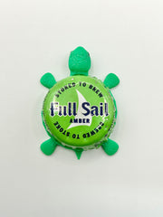 Full Sail Amber (Green) - Bottle Cap Magnet Turtle Shell Shocked Art