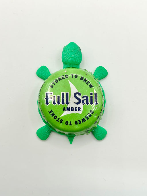 Full Sail Amber (Green) - Bottle Cap Magnet Turtle Shell Shocked Art