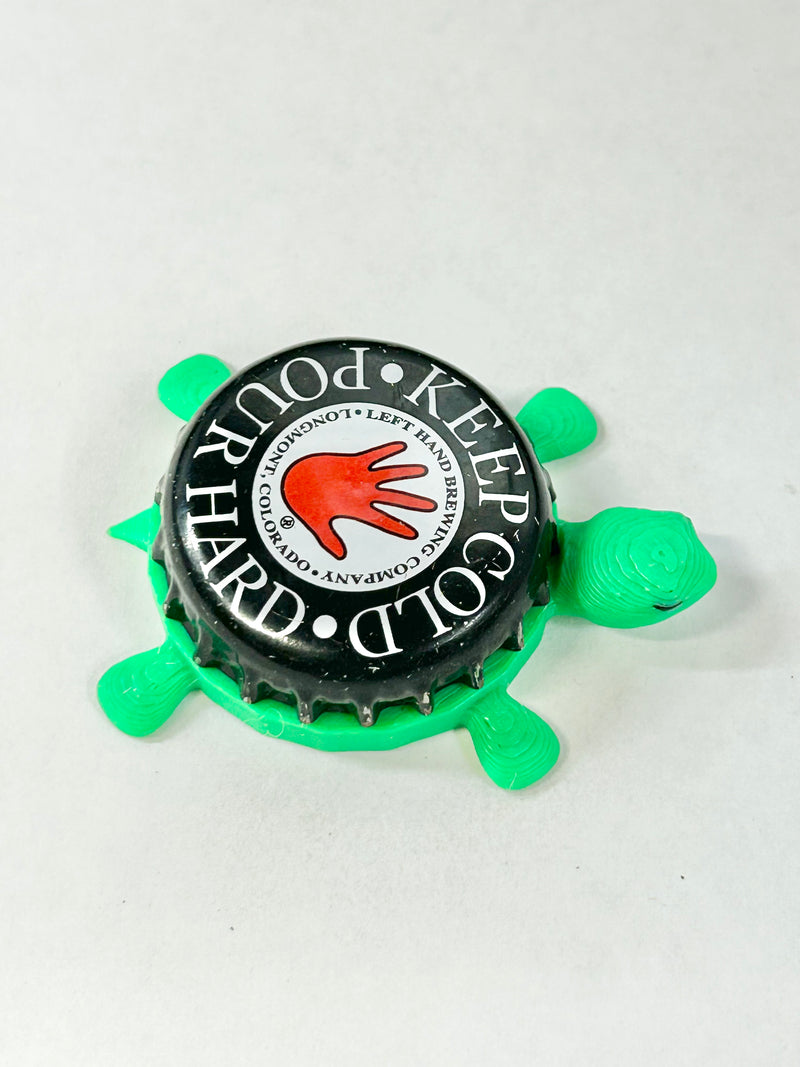 Left Hand Brewing (Black) - Bottle Cap Magnet Turtle Shell Shocked Art