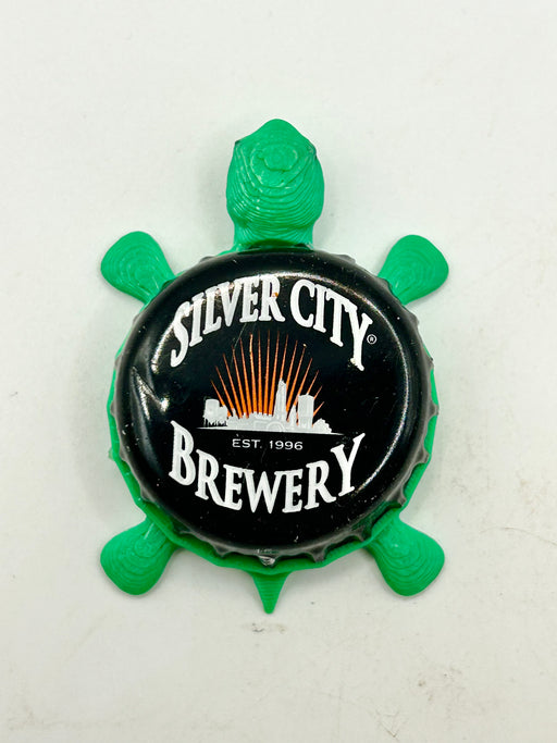 Silver City Brewing - Bottle Cap Magnet Turtle Shell Shocked Art