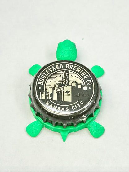 Boulevard Brewing (Grayscale) - Bottle Cap Magnet Turtle Shell Shocked Art
