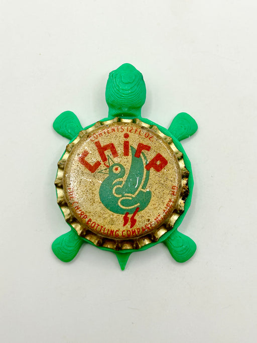 Chirp Soda - Bottle Cap Magnet Turtle Shell Shocked Art