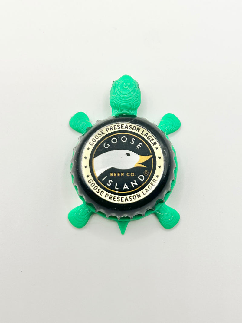 Goose Island Goose Preseason Lager - Bottle Cap Magnet Turtle Shell Shocked Art