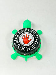 Left Hand Brewing (Black) - Bottle Cap Magnet Turtle Shell Shocked Art