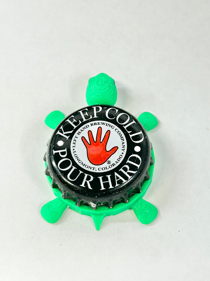 Left Hand Brewing (Black) - Bottle Cap Magnet Turtle Shell Shocked Art
