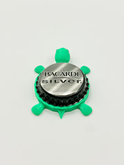 Bacardi Silver - Bottle Cap Magnet Turtle Shell Shocked Art