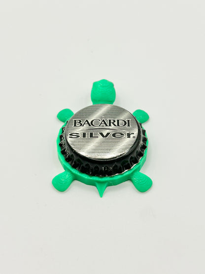 Bacardi Silver - Bottle Cap Magnet Turtle Shell Shocked Art