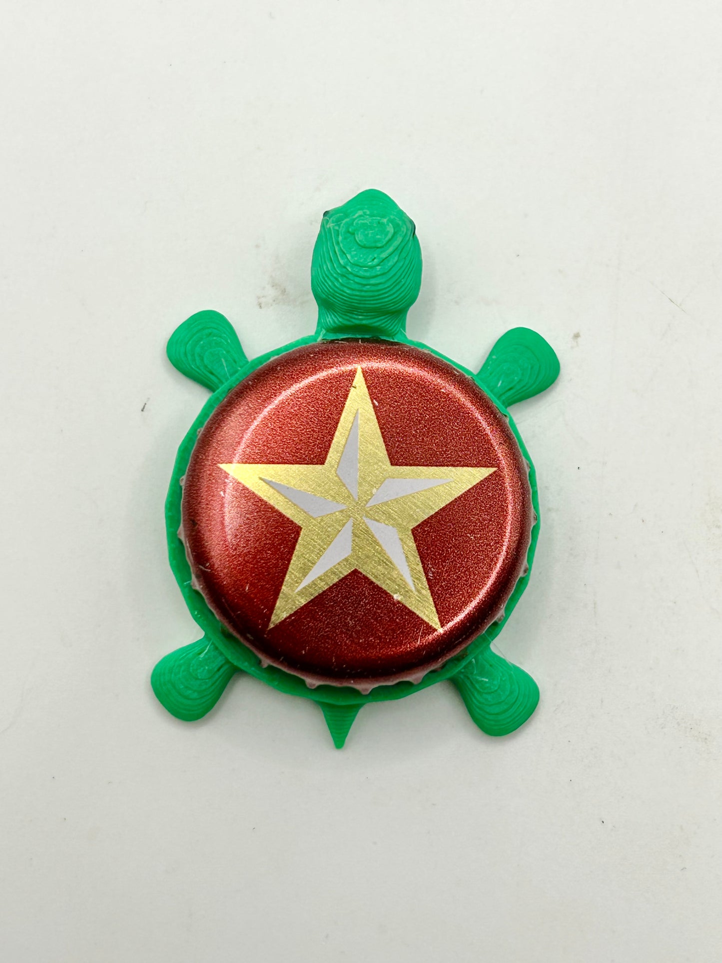 Lone Star Beer (Dark Red) - Bottle Cap Magnet Turtle Shell Shocked Art