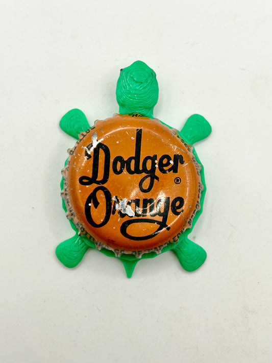 Dodger Orange Soda - Bottle Cap Magnet Turtle Shell Shocked Art