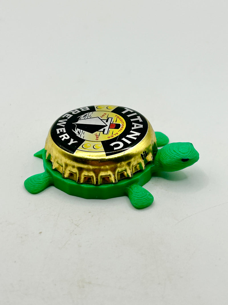Titanic Brewing - Bottle Cap Magnet Turtle Shell Shocked Art
