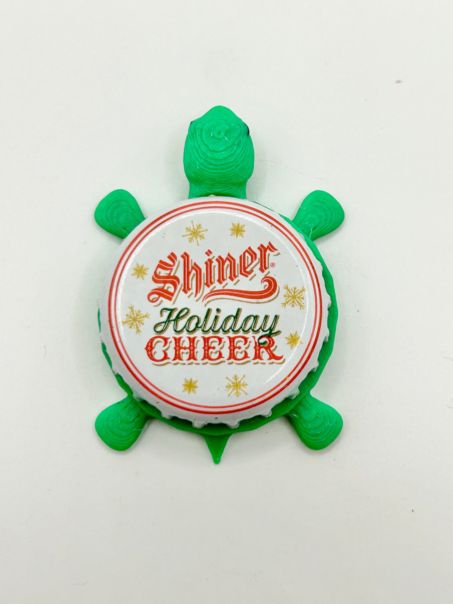 Shiner Holiday Cheer - Bottle Cap Magnet Turtle