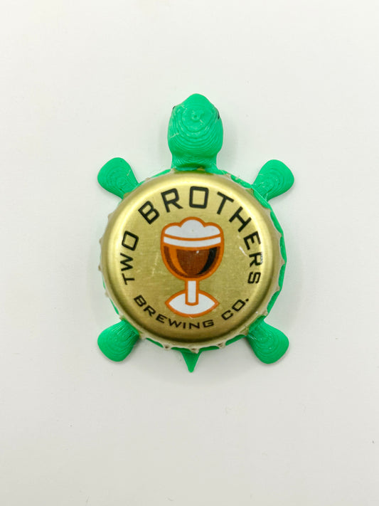 Two Brothers Brewing (Vintage) - Bottle Cap Magnet Turtle