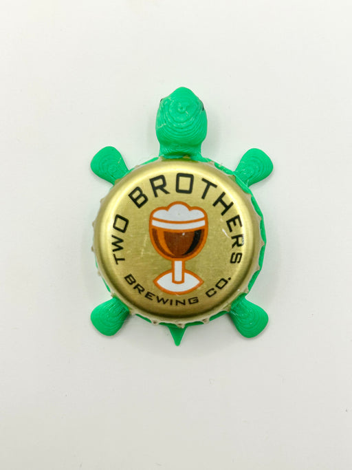 Two Brothers Brewing (Vintage) - Bottle Cap Magnet Turtle Shell Shocked Art