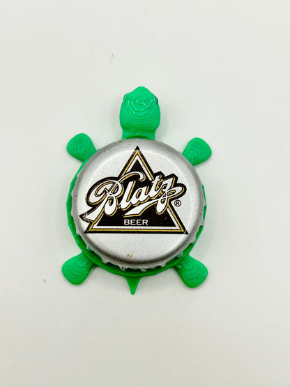 Blatz Beer - Bottle Cap Magnet Turtle Shell Shocked Art