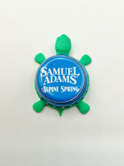 Sam Adams Alpine Spring - Bottle Cap Magnet Turtle Shell Shocked Art