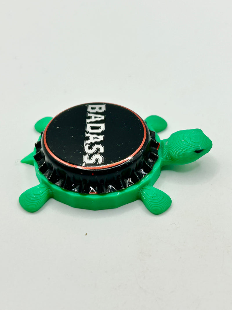 Badass Brewing - Bottle Cap Magnet Turtle Shell Shocked Art