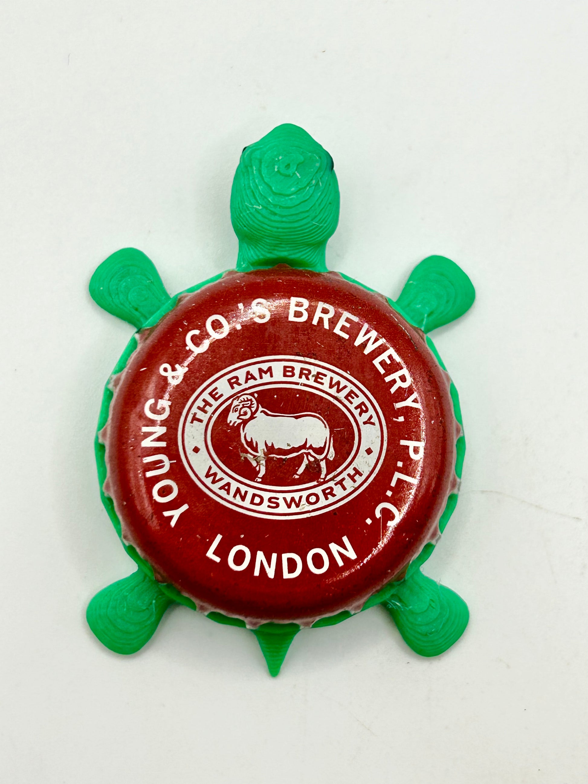 The Ram Brewery (Red) - Bottle Cap Magnet Turtle Shell Shocked Art