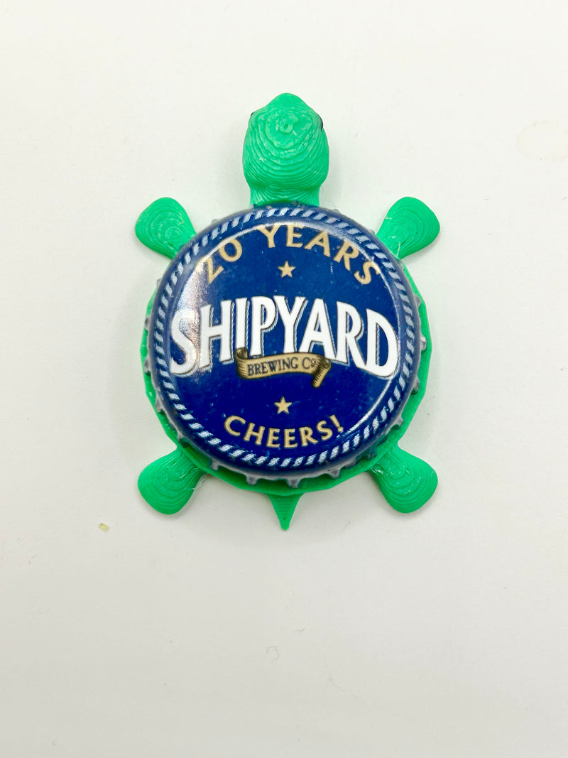 Shipyard Brewing (20 Years) - Bottle Cap Magnet Turtle Shell Shocked Art