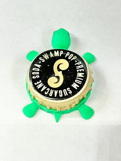 Swamp Pop Soda - Bottle Cap Magnet Turtle Shell Shocked Art