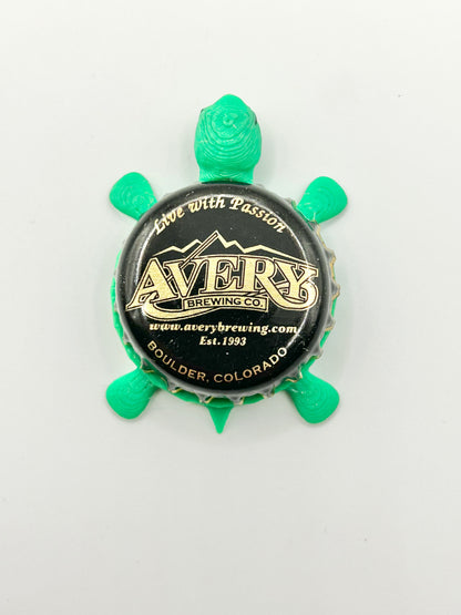Avery Brewing (Vintage) - Bottle Cap Magnet Turtle Shell Shocked Art