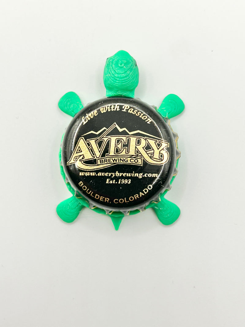Avery Brewing (Vintage) - Bottle Cap Magnet Turtle Shell Shocked Art