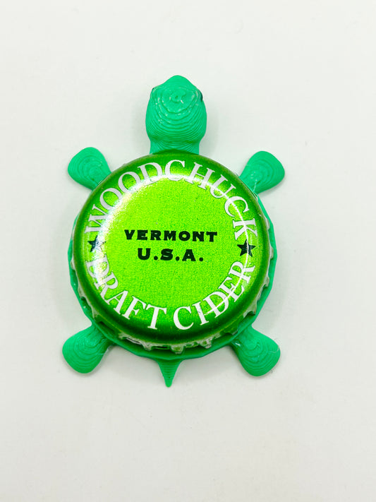 Woodchuck (Neon Green) - Bottle Cap Magnet Turtle