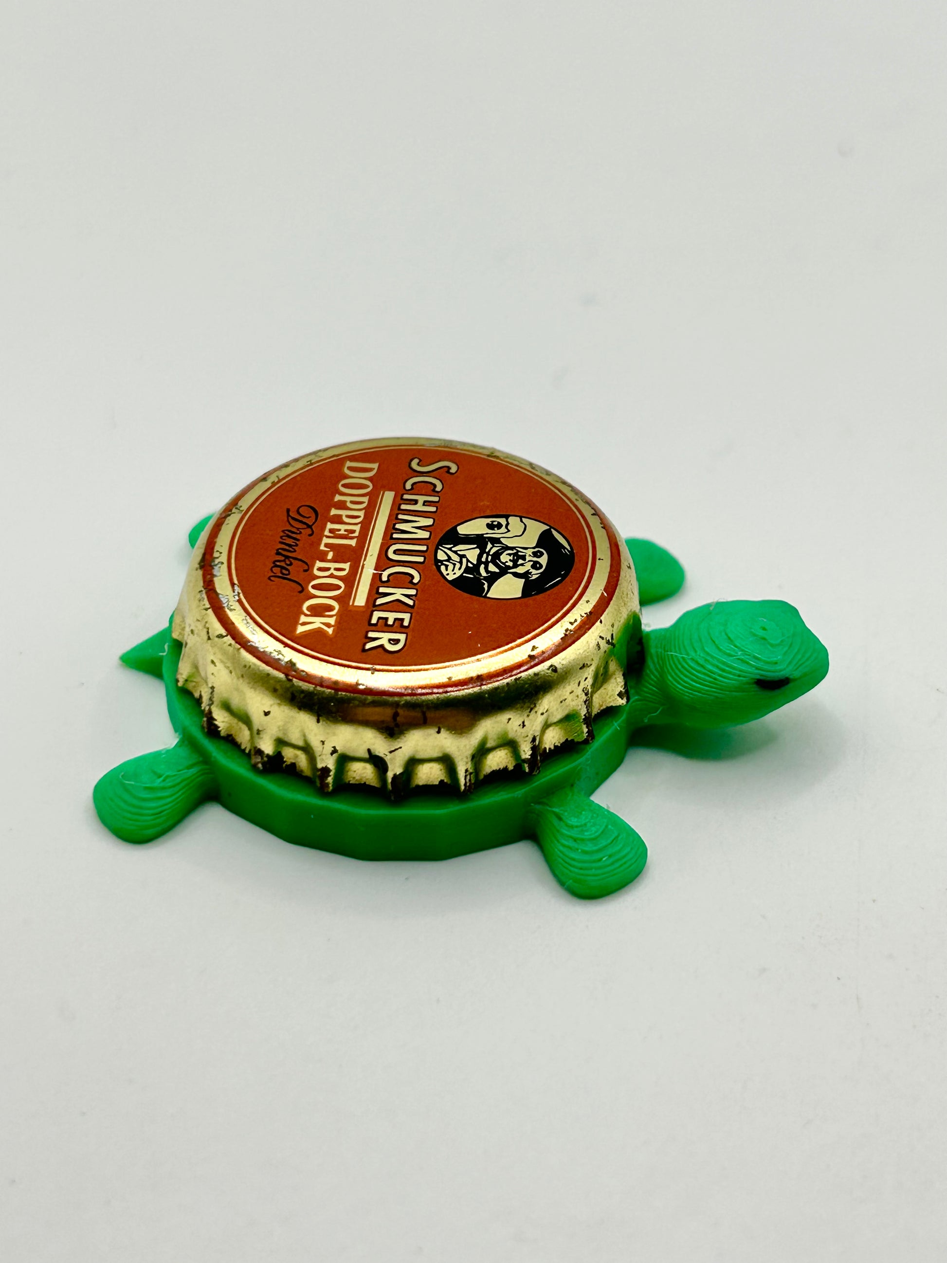 Schmucker Doppler-Bock Dunkel - Bottle Cap Magnet Turtle Shell Shocked Art