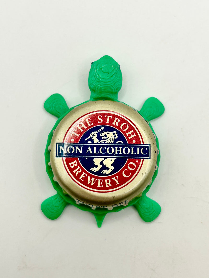 Stroh’s Beer (Non-Alcoholic) - Bottle Cap Magnet Turtle Shell Shocked Art