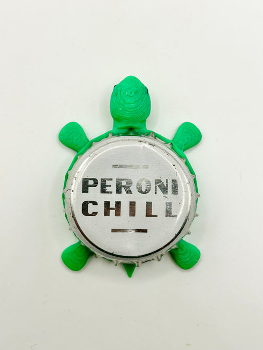 Peroni Chill - Bottle Cap Magnet Turtle Shell Shocked Art
