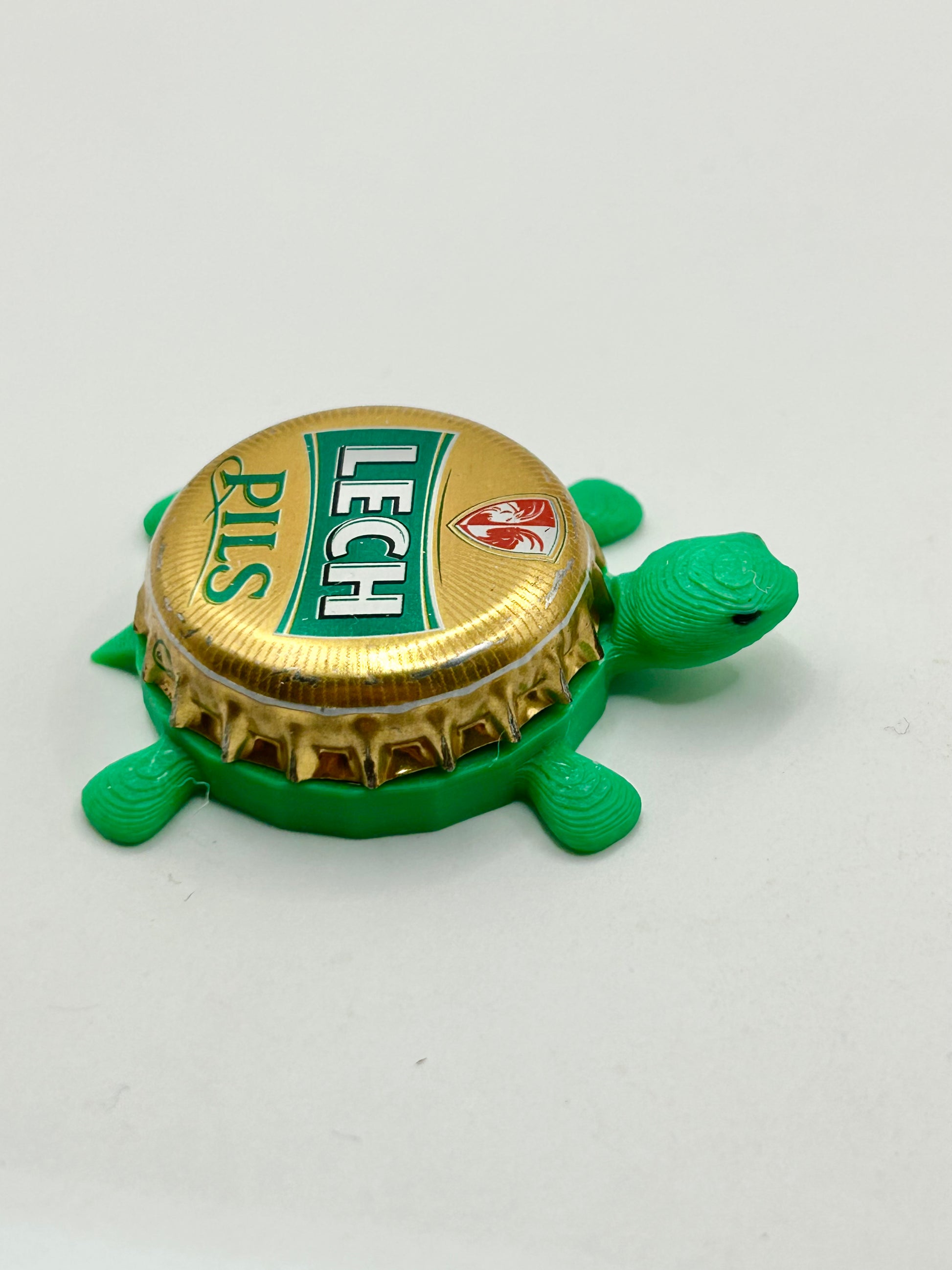 Lech Pils - Bottle Cap Magnet Turtle Shell Shocked Art