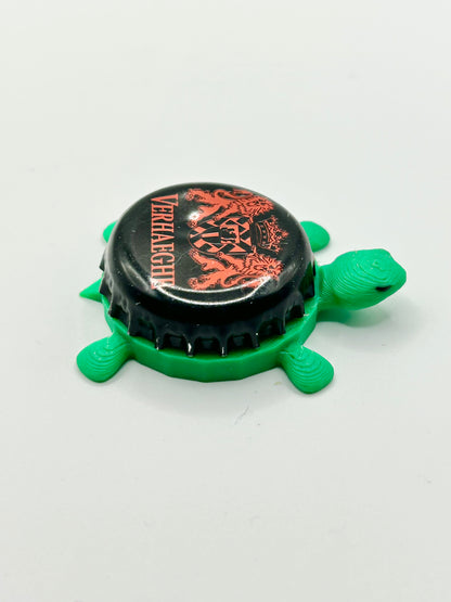 Verhaeghe (Red) - Bottle Cap Magnet Turtle Shell Shocked Art