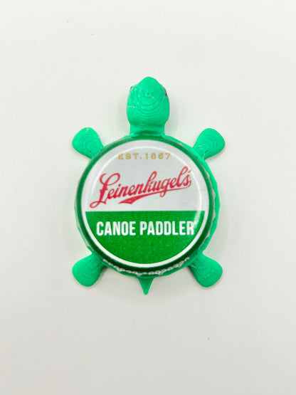 Leinenkugel's Canoe Paddler - Bottle Cap Magnet Turtle Shell Shocked Art