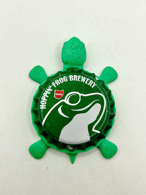 Hoppin’ Frog Brewery (Green) - Bottle Cap Magnet Turtle Shell Shocked Art