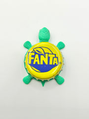 Fanta Pineapple Soda - Bottle Cap Magnet Turtle Shell Shocked Art