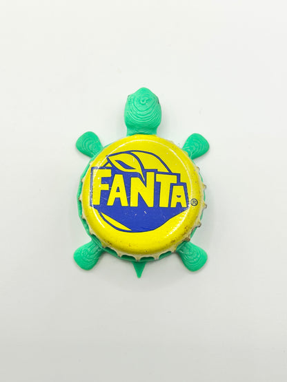 Fanta Pineapple Soda - Bottle Cap Magnet Turtle Shell Shocked Art