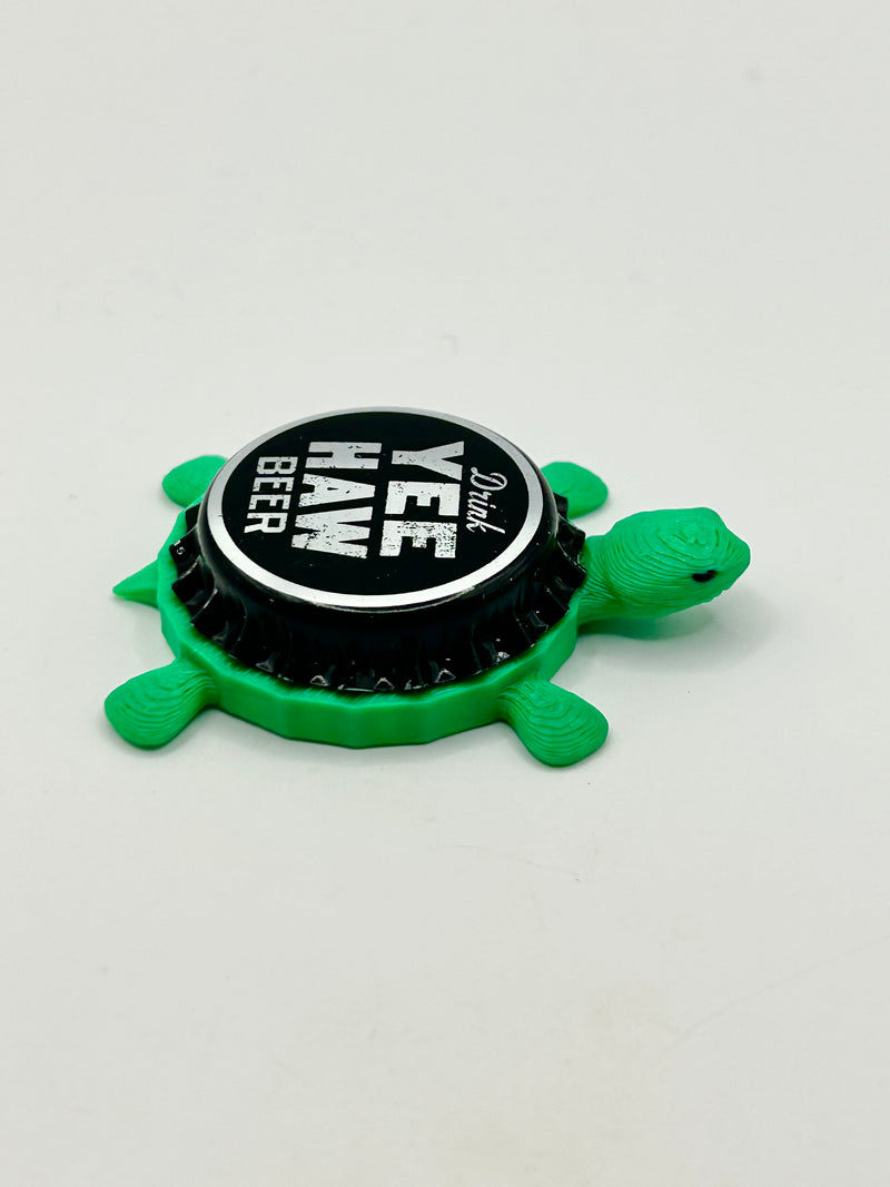 Yee Haw Beer - Bottle Cap Magnet Turtle Shell Shocked Art