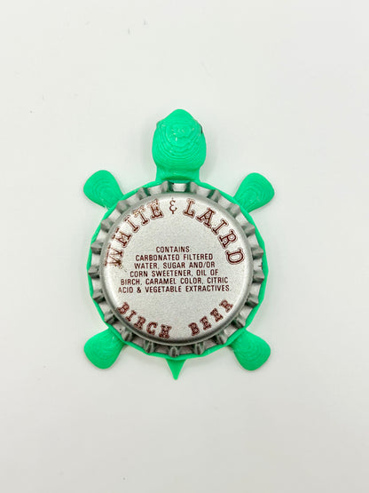 White & Laird Birch Beer - Bottle Cap Magnet Turtle Shell Shocked Art