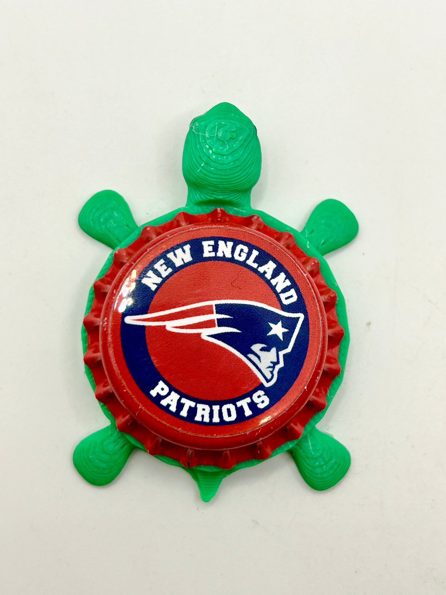 New England Patriots - Bottle Cap Magnet Turtle Shell Shocked Art