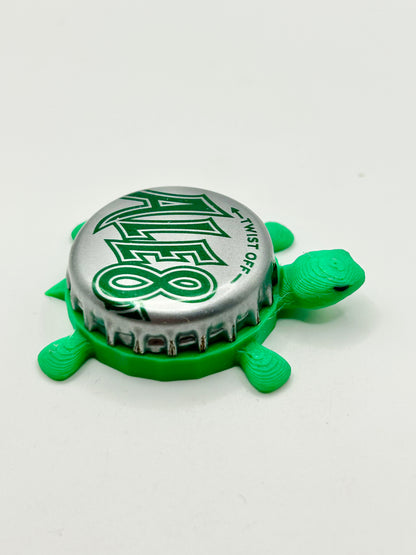 Ale8 (Green) - Bottle Cap Magnet Turtle Shell Shocked Art