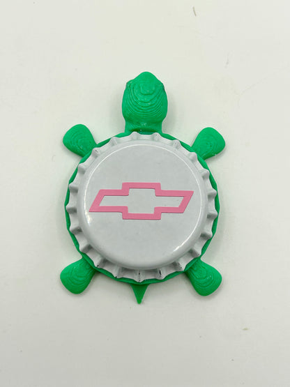 Chevy (Pink) - Bottle Cap Magnet Turtle Shell Shocked Art
