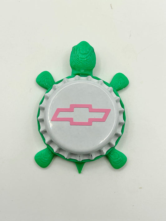 Chevy (Pink) - Bottle Cap Magnet Turtle