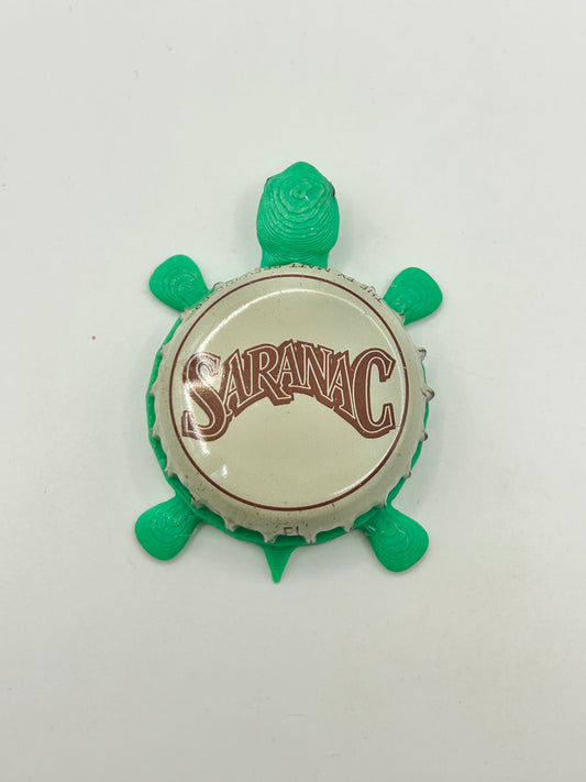 Saranac (Red Text) - Bottle Cap Magnet Turtle