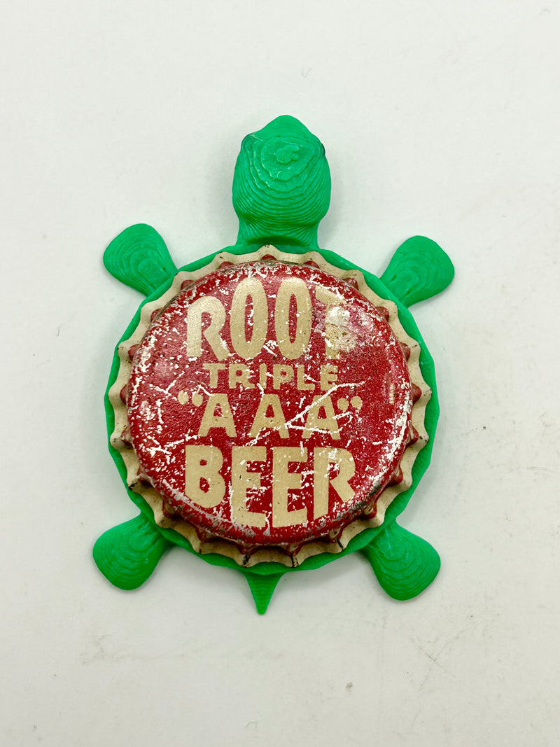 Triple AAA Root Beer - Bottle Cap Magnet Turtle Shell Shocked Art