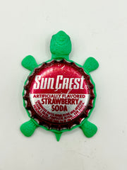 Sun Crest Strawberry Soda - Bottle Cap Magnet Turtle Shell Shocked Art