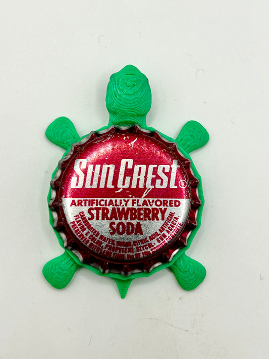 Sun Crest Strawberry Soda - Bottle Cap Magnet Turtle
