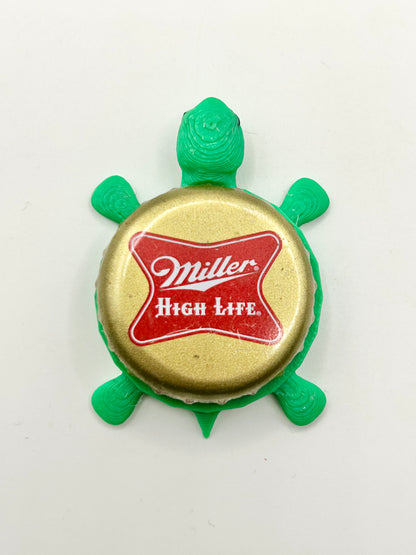 Miller High Life (Red & White) - Bottle Cap Magnet Turtle Shell Shocked Art