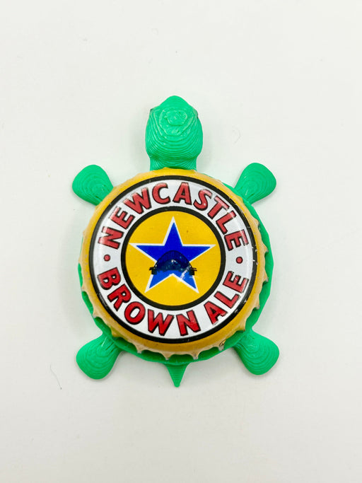 Newcastle Brown Ale - Bottle Cap Magnet Turtle Shell Shocked Art