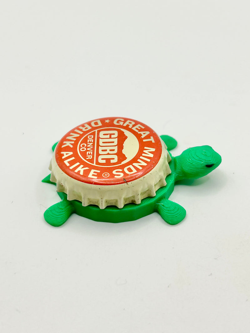 Great Divide Brewing Co - Great Minds Drink Alike - Bottle Cap Magnet Turtle Shell Shocked Art