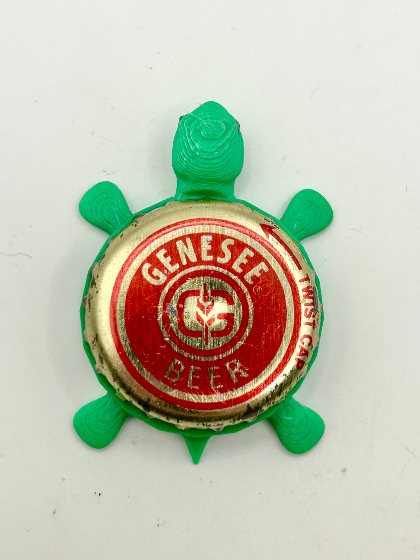 Genesee Beer (Vintage Red) - Bottle Cap Magnet Turtle Shell Shocked Art